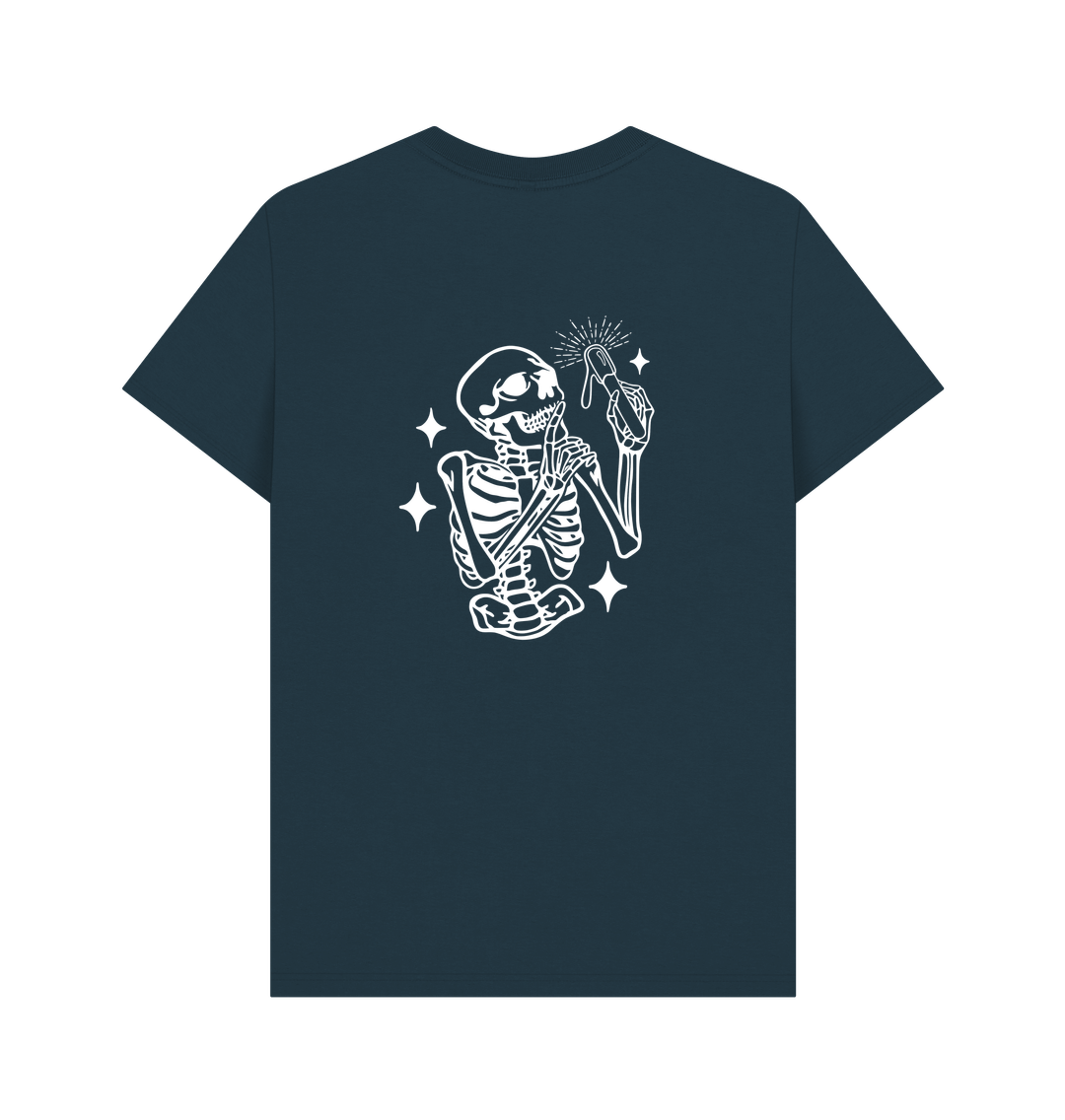 Denim Blue BACK DESIGN - SKELETON white