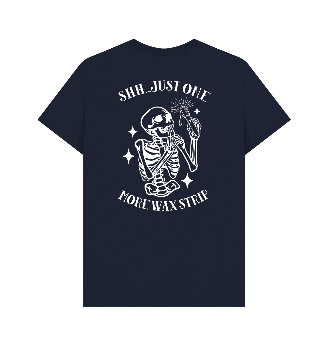 Navy Blue BACK DESIGN - JUST ONE MORE STRIP white