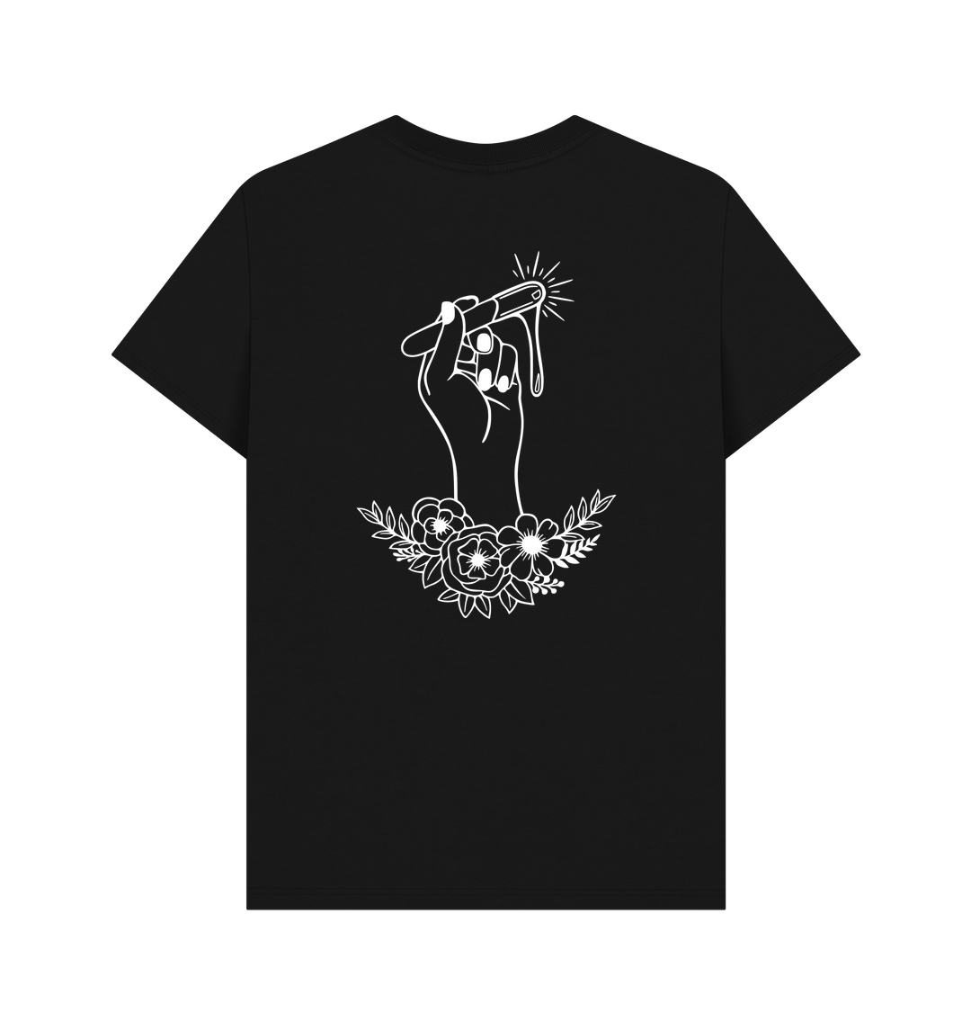 Black BACK DESIGN - WAXER FLORAL HAND - WHITE