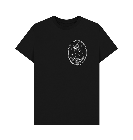 Black FLORAL EMBLEM - WHITE